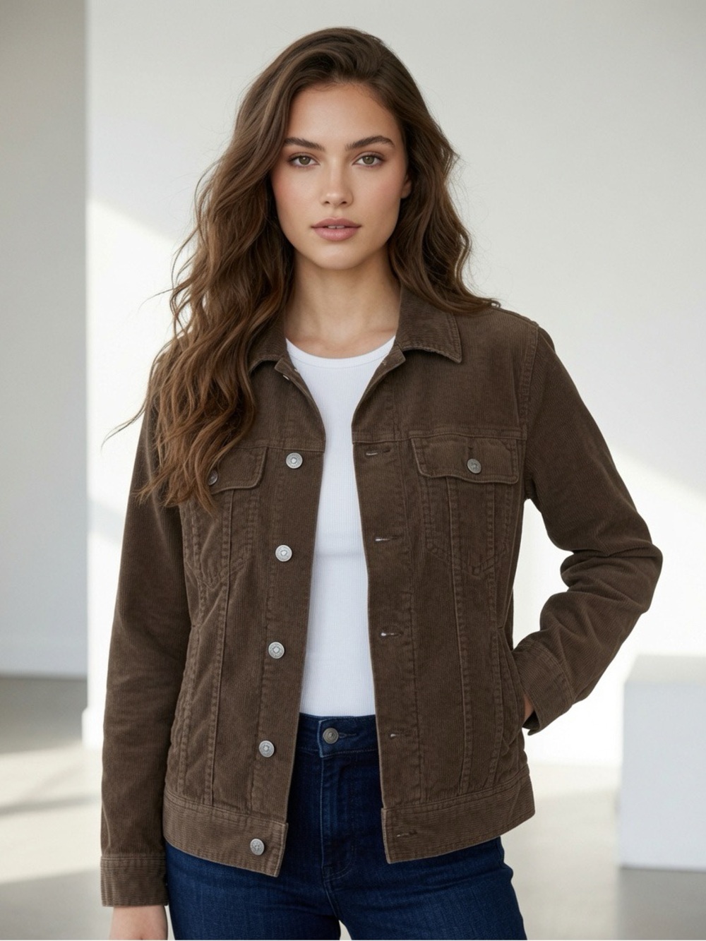 J.Crew Women’s Brown Corduroy Trucker Jacket XS – Style 60584
